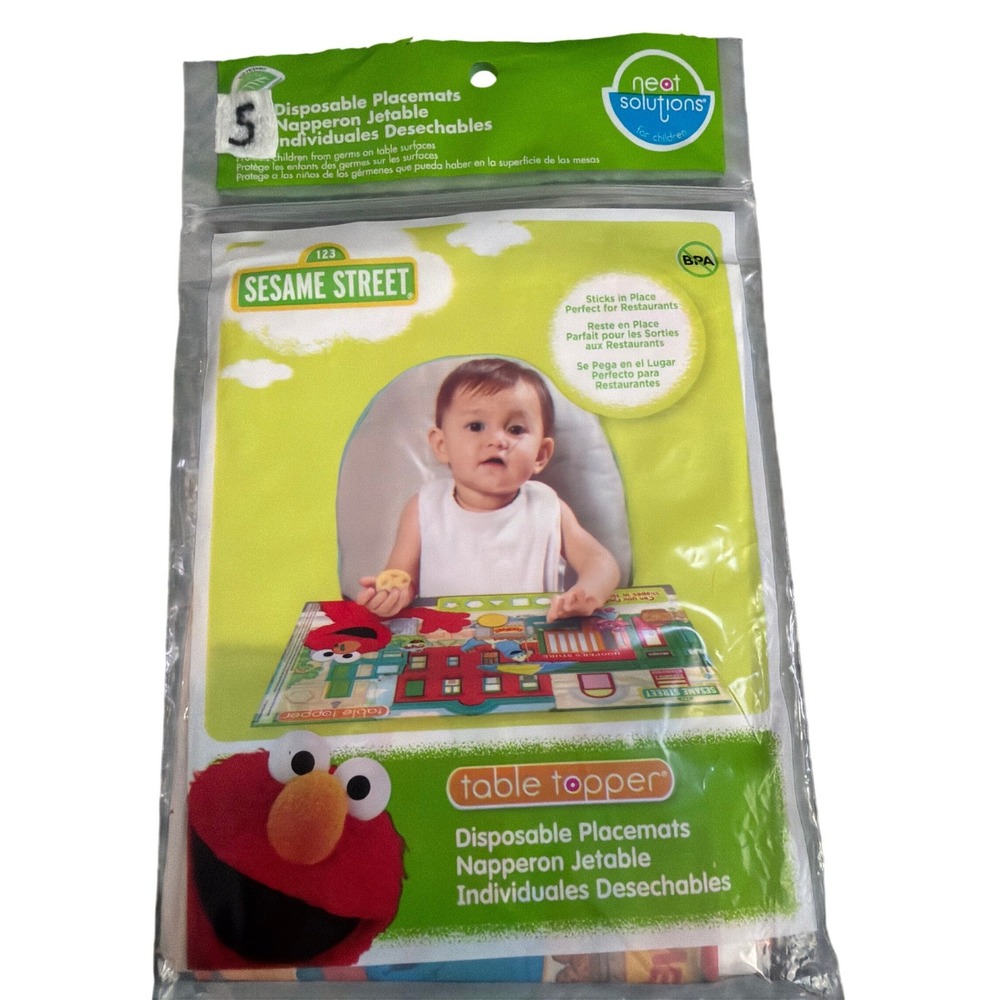 Neat Solutions Sesame Street Table Topper Disposable Placemats Elmo 5 Count